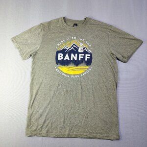 Banff T-shirt men's size M olive green with graphic design short sleeve